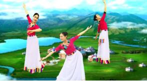 广西灵山曹曹广场舞《梦中的卓玛》藏族舞蹈 背面演示及分解教学