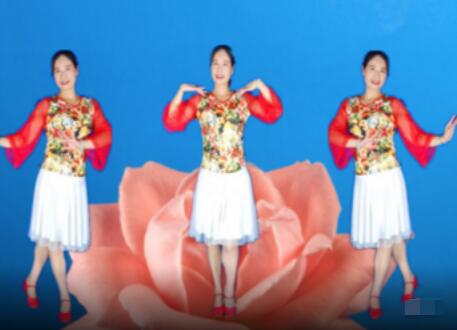 黄市姐妹花广场舞《玫瑰花开》原创32步 背面演示及分解教学