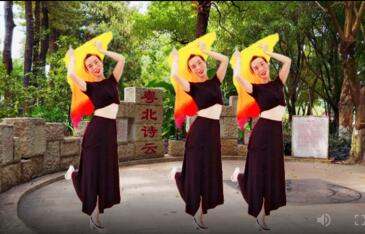 乐昌水中月影璇广场舞《绒花》原创长扇形体舞 背面演示及分解教学