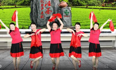 沅陵燕子广场舞《新唱幸福歌》原创庆七一红歌绸子舞 背面演示及分解教学
