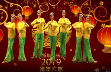 龙城依诺广场舞《新年到了喜事多》背面演示及分解教学 编舞刘荣
