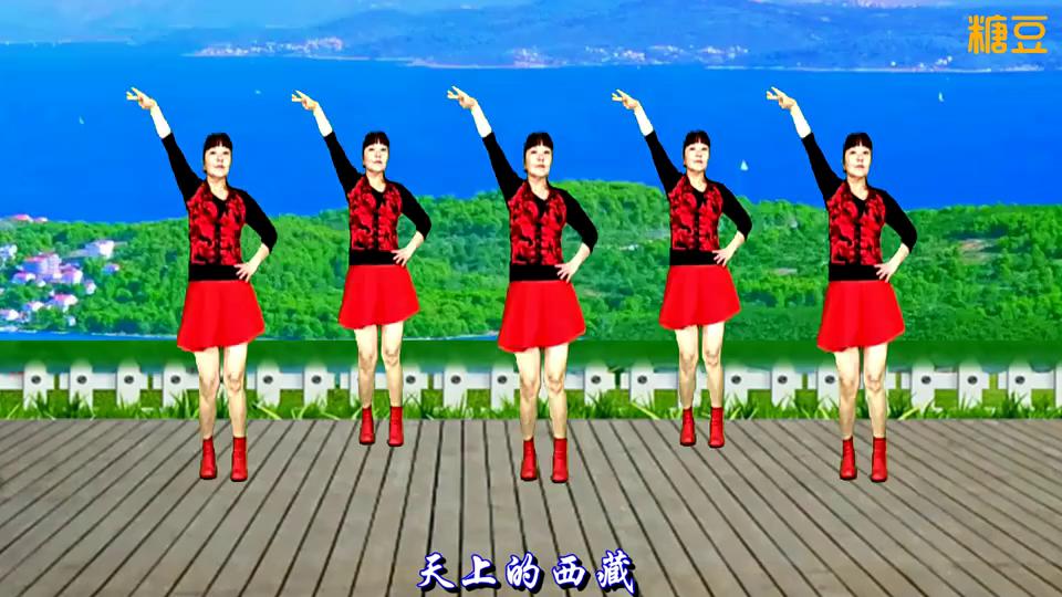 淼淼炫舞姐妹广场舞《天上的西藏》32步水兵舞