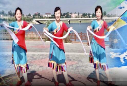 清河清清广场舞《哈达》原创藏族哈达舞 背面演示及分解教学 编舞清清