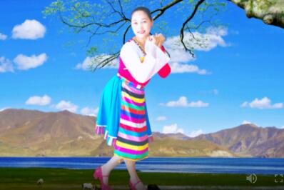 水上漂高高广场舞《等着我来爱》原创藏族舞 背面演示及分解教学