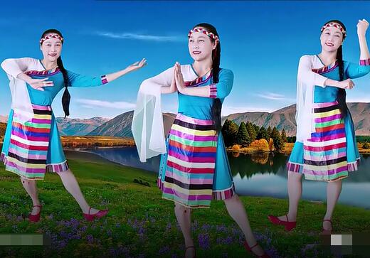 水上漂高高广场舞《哈达》藏族舞 背面演示及分解教学 编舞水上漂高高