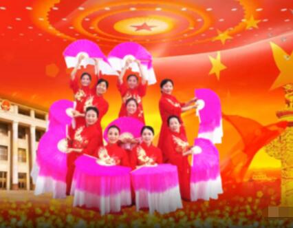 西安笑言广场舞《永恒的旋律》大扇子舞9人队形版 背面演示及分解教学