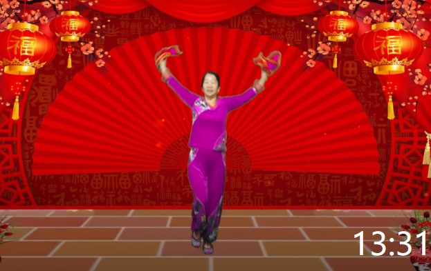 宇美广场舞原创手绢舞《欢乐中国年》正、背面演示及口令教学