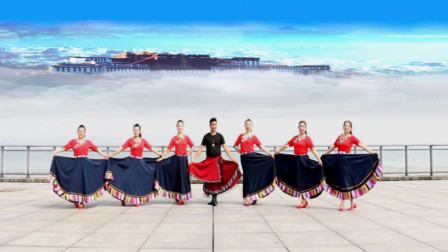 凤凰六哥原创广场舞《西海情歌》藏族舞团队版