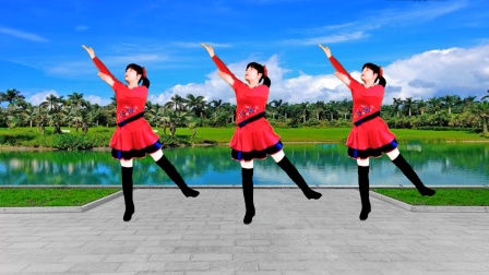 益馨广场舞广场舞《好运来》喜庆新年舞简单时尚背面示范