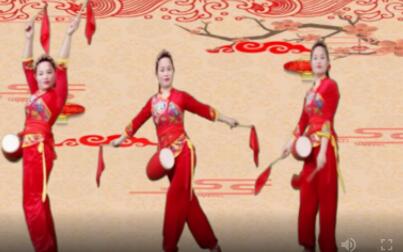 安徽香儿广场舞《红红火火中国年》拜年腰鼓舞 背面演示及分解教学