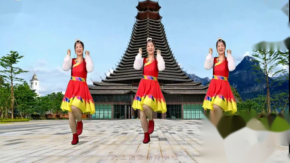 安徽金社广场舞《情歌呀啦嗦》热情的藏族风格含背面演示