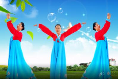 沈阳中国印象广场舞《红太阳照边疆》原创朝鲜族舞 背面演示及分解教学