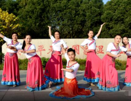 明月阳阳广场舞《我和西藏有个约定》藏族舞 背面演示及分解教学 编舞明月阳