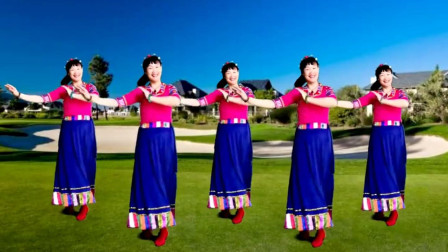 姐妹藏族舞双人一起跳太美了